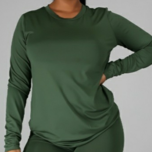 🎉Last one Two Piece Olive Green Legging Set - Picture 3 of 5